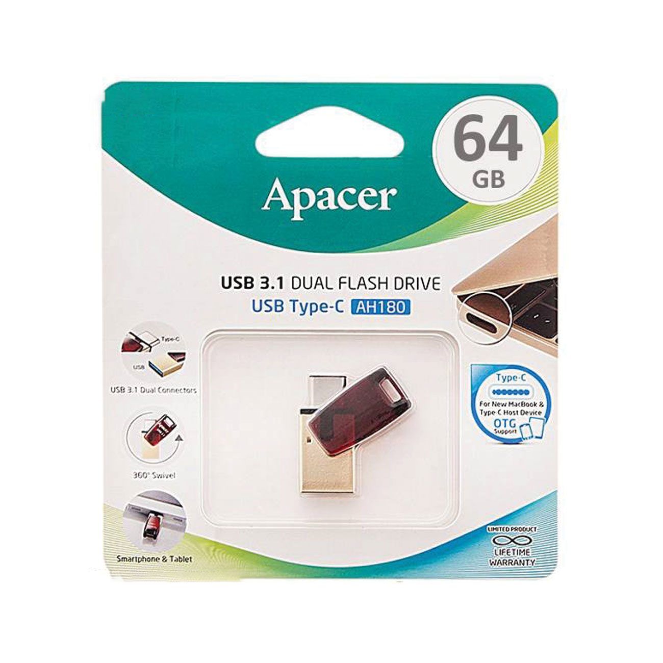 فلش مموری اپیسر APACER AH 180 64GB