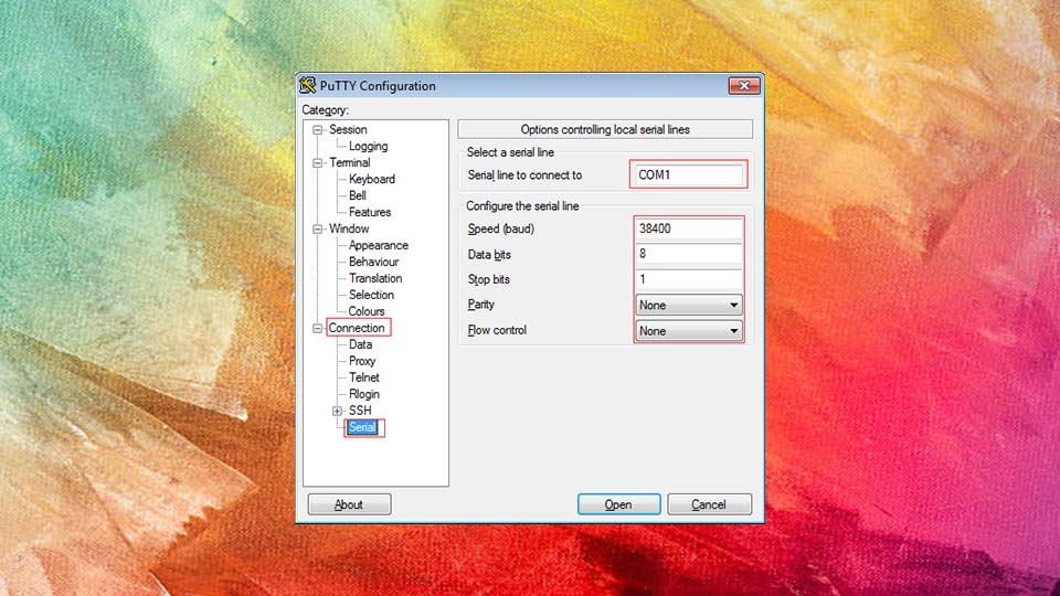 مرحله 2 روش ترمینال سریال را در PC پیکربندی یا Configure کنید.