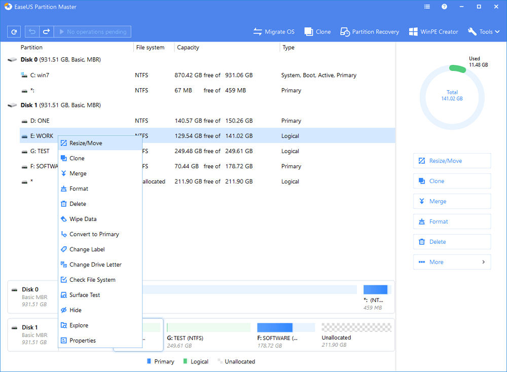 مرحله 1 EaseUS Partition Master Free
