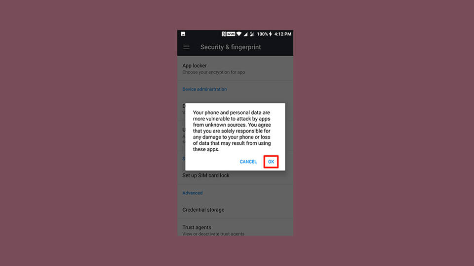 نصب برنامه ها از منابع ناشناس